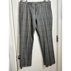 Mens Dress Pant Trousers 36x30 Plaid Gray Flat front Penguin by Munsingwear